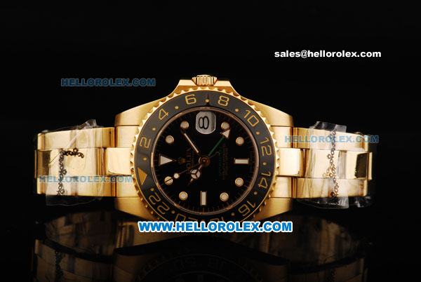 Rolex GMT Master II Automatic Movement Gold Case with Ceramic Bezel and Gold Strap 36mm - Click Image to Close